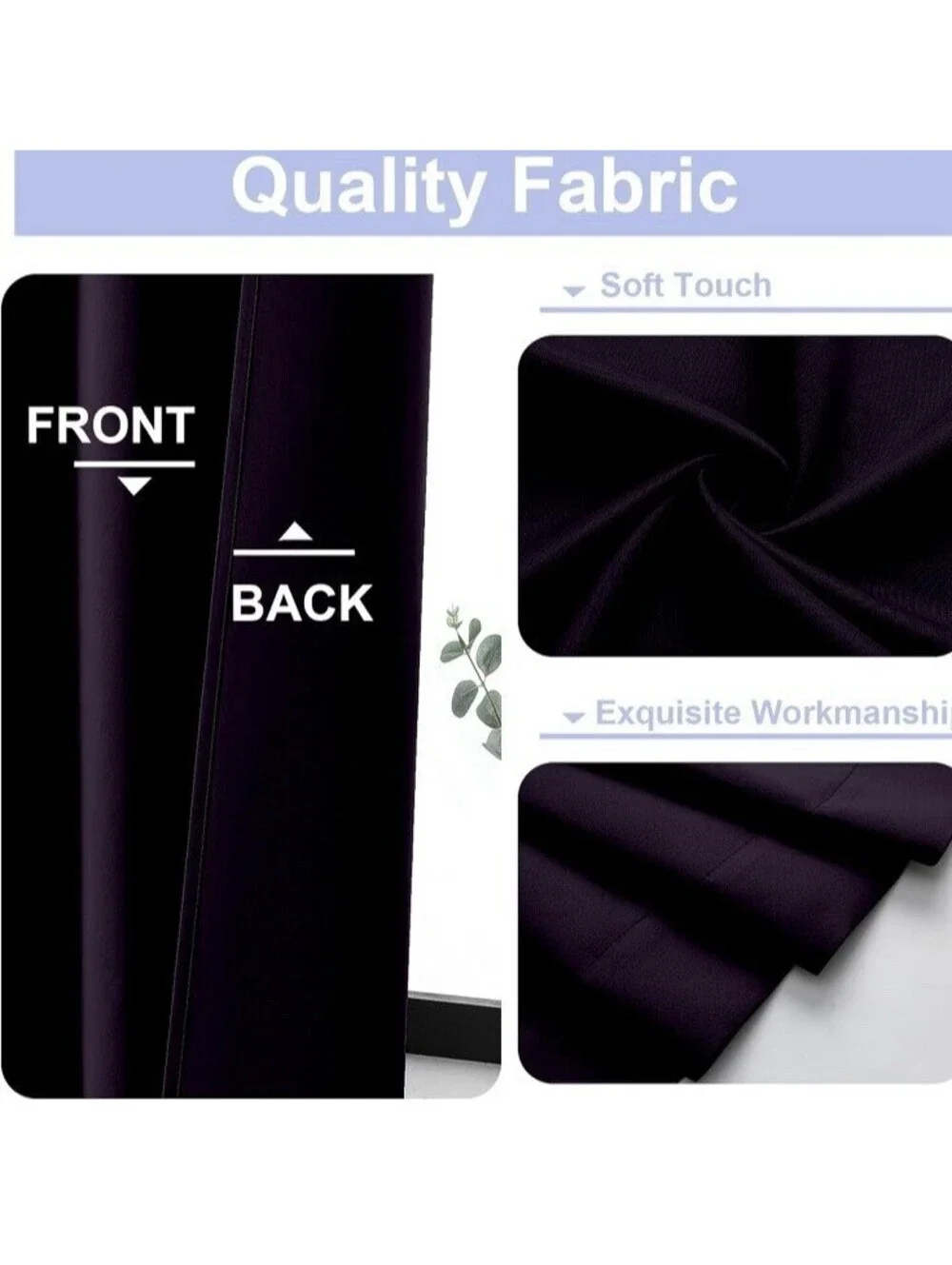 Simplebrand blackout curtains BlackBerry (dark Purple Color) 40”x96”  2 Panels